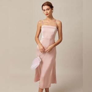 RIHOAS The Pink Bodycon Satin Cami Midi Dress XS